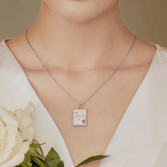 Aetolia New Arrivals Mother's Day Gift MAMA Necklace 925 sterling Silver 18k Gold Rhodium Plated Square Pendant Necklace