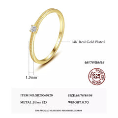 Aetolia 925 Sterling Silver 18K Gold Plated Minimalist Solitaire Ring SR20060820