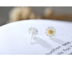 Aetolia Enamel 925 Sterling Silver Flower Shape Stud Earrings Daisy Flower Pin Earrings