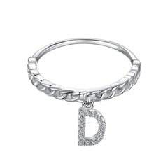 Aetolia Fashion Jewelry Trend Wholesale Ring Party Gift S925 Sterling Silver Stackable Initial Letter A-Z Rings For Women Daily Wear