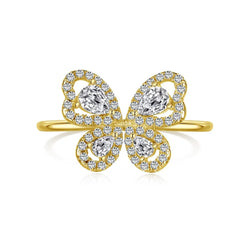 Aetolia Shiny Heart Star Moon Butterfly Design 18K Gold Plated Adjustable Openings Ring 925 Sterling Silver Rings Jewelry Women