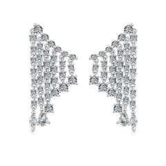 Aetolia Hypoallergenic Vintage S925 Silver Earrings Women Long Tassel Stud Earring Cz Cubic Zirconia Wedding Bridal Drop Jewelry