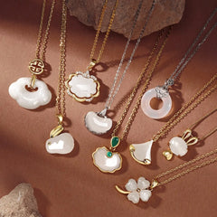 Aetolia Hot-Sale S925 Sterling Silver Necklace 18K Gold Plated Clavicle Chain Hetian Jade Longevity Lock Pendant Necklaces For Women