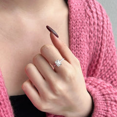 Aetolia Wholesale High Quality Wedding Jewelry Square Ring 925 Sterling Silver Engagement Emerald Cut Diamond Rings For Women