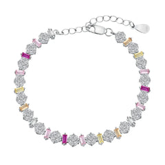 Aetolia Heart Butterfly Rainbow Pink Stone Adjustable S925 Sterling Silver Bracelets Women CZ Tennis Bracelet Femme Jewelry Set