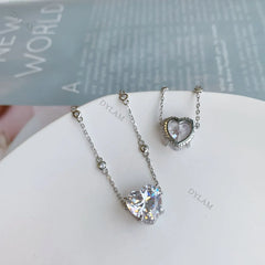 Aetolia Trendy Jewelry Heart Shaped Pendant 5A Cubic Zirconia Necklace Tennis Chain Link 925 Sterling Silver Heart Necklaces For Women