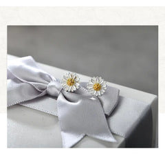 Aetolia Enamel 925 Sterling Silver Flower Shape Stud Earrings Daisy Flower Pin Earrings