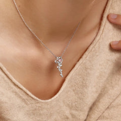 Aetolia Mother'S Day Gift Elegant Cz Zircon Necklace Rose Gold Camellia Flower Pendant S925 Silver Necklace For Women Mom Jewelry