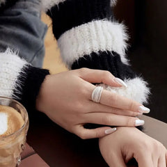 Aetolia Fine Jewelry Daily Wear S925 Sterling Silver ring Rhodium 18k Gold Plated Wide Layer Round Beaded Jewelry Rings jewelry women