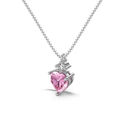 Aetolia Tarnish Free 5A Cubic Zircon Heart Pendant Pink Stone Chain Necklace Forever Love Diamond S925 Silver Necklaces For Women