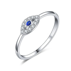 Aetolia Cubic Zirconia Signet Resizable Blue Gemstone Turkish Good Luck Gift Jewelry Eye of the Evil Ring 925 Sterling Silver For Women