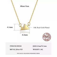 Aetolia 925 Sterling Silver 18K Gold Plated Tiny Mountain Pendant Necklace SN564