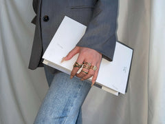 Aetolia Low MOQ 18k gold plating stack ring Chunky 925 silver fidget adjustable free size women jade rings