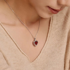 Aetolia Mother'S Day Gift Diy Seven-Color Love Ice Flower Cz Zirconium Heart Shape Necklace 925 Silver 18K Necklaces For Women Mom