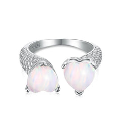 Aetolia No Moq Wholesale Price Simple Rings For Women Jewelry Fashion Unique Heart Shape Open S925 Sterling Silver Blue Opal Ring