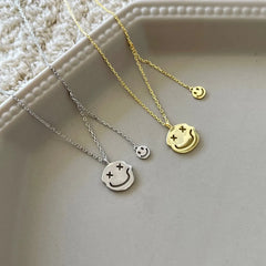 Aetolia 18K Gold Plated Necklace Non Tarnish Free Waterproof s925 silver Jewelry Smile Charm Happy Smiley Face Pendant Necklaces Women