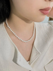 Aetolia Elegance new arrival Design s925 Sterling Silver necklace Rhodium Plated 6mm 8mm Shell Pearl Necklaces for women