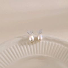 Aetolia Wholesale Custom S925 Sterling Silver Cz Cubic Zirconia Earring Manufacturer Dainty Heart Pearl Drop Stud Earrings For Women