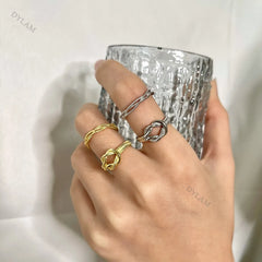 Aetolia Aetolia Hot Selling Rhodium 18K Gold Knuckle 925 Sterling Silver Knot Wedding Promise Engagement Adjustable Rings