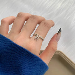 Aetolia Fashion Jewelry Trend Wholesale Ring Party Gift S925 Sterling Silver Stackable Initial Letter A-Z Rings For Women Daily Wear