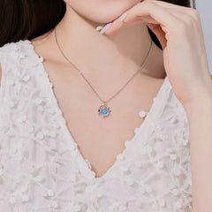 Aetolia New Design 18K Gold Plated S925 Silver Pendant Sun And Moon Necklace Blue Opal Personality Star Necklaces For Women