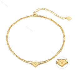 Aetolia Accessories Bracelet Bangle 18K Gold Plated Anklets Set Initial Alphabet Letter A-Z Charms Pendant Cuban Link For Women