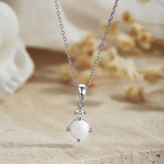 Aetolia Fashion Jewelry Wholesale 925 Sterling Silver Chain Cubic Zirconia Stone Charm Necklace Pendant Blue Opal Necklaces For Women