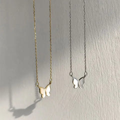 Aetolia Hot sell Korea Necklace Dainty Women's 18K Lightweight Butterfly Sterling Silver Mini Shell Butterfly Necklace