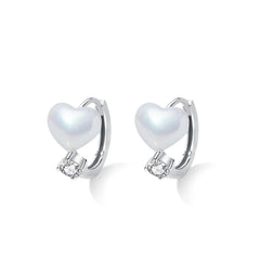 Aetolia Custom S925 Silver Rose Gold Plated Enamel Flower Heart Shape Diamond Dangle Clip On Pearl 5A Cubic Zirconia Stud Earrings Women