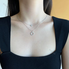 Aetolia Manufacturer Jewelry S925 Sterling Silver 18k Gold Plated Star Sun Pendant Dainty double layer Silver Necklaces
