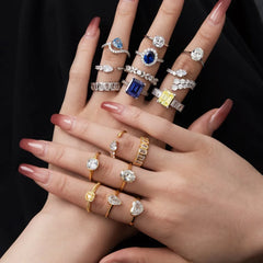 Aetolia Customize Flower S925 Sterling Silver Diamond Ring New Design Personality Cz Cubic Zirconia Eternity Band Rings Jewelry Women