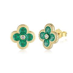 Aetolia Custom S925 Silver Rose Gold Plated Enamel Flower Heart Shape Diamond Dangle Clip On Pearl 5A Cubic Zirconia Stud Earrings Women