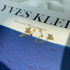 Aetolia Top Selling Fancy Customize Women Jewelry Delicate CZ 18k Gold Plated Drop Hoop Huggie Dangle Link Chain Earrings