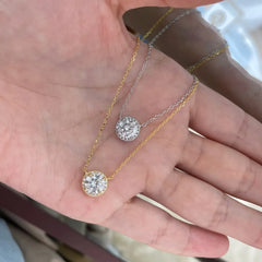 Aetolia 7mm Sterling Luxury Dainty White 18K Gold Plated Elegant simple chain 925 silver Single stone zircon Necklace Women's