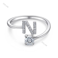 Aetolia Custom Adjustable Finger Fine Jewelry luxury 925 Sterling Silver Engagement Ring Set Letter Initial Wedding Rings Women