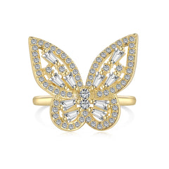 Aetolia Shiny Heart Star Moon Butterfly Design 18K Gold Plated Adjustable Openings Ring 925 Sterling Silver Rings Jewelry Women