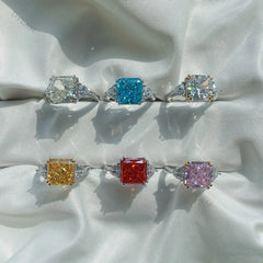 Aetolia Supply No MOQ Super Sparkling Crystal Rhodium Plated Birthstone Eternity Rings S925 Bridal Promised Engagement Rings