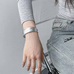 Aetolia Personalized Design Texture Jewelry Stripe Wide S925 Sterling Silver Bracelet Open Cuff Bracelets Bangle For Women Man