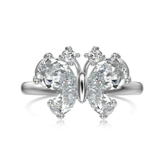 Aetolia Cute Elegant Light Luxury 925 Sterling Silver Ring 18K Gold Fine Jewelry Pink 5A Cubic Zircon Butterfly Rings For Women