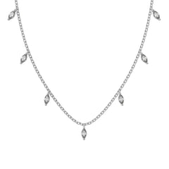 Aetolia Minimalist Blue Cubic Zirconia Necklace 925 Silver Emerald Pendants Chain 18K Gold Plated Marquise Eye Necklaces For Women