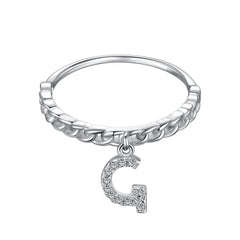 Aetolia Fashion Jewelry Trend Wholesale Ring Party Gift S925 Sterling Silver Stackable Initial Letter A-Z Rings For Women Daily Wear