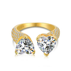 Aetolia 925 Wholesale Sterling Silver Wholesale Wedding Rings Pave CZ Shine like Diamond Ring Heart Shape Open rings