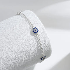 Aetolia Cz Cubic Zirconia Bracelets Bangles Blue Devil Eye Link Chain 925 Silver 18K Gold Plated Diamond Bracelet For Girl Women