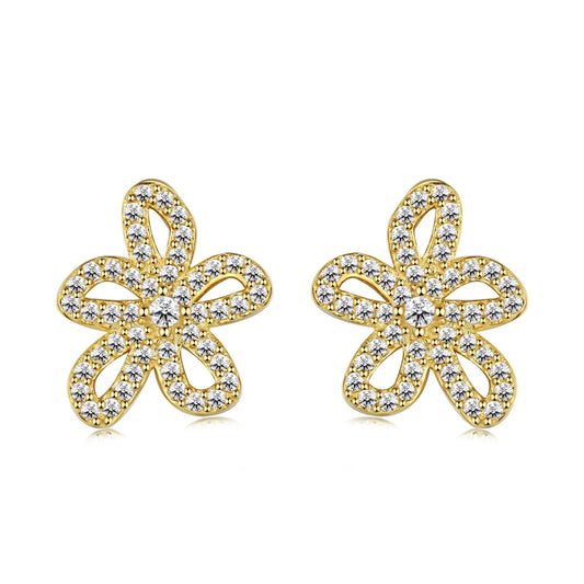 Aetolia Classic S925 Sterling Silver Earring 18K Gold Cz Cubic Zircon Sunflower Stud Earrings Jewelry Women Ladies Banquet Wholesale
