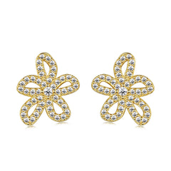 Aetolia Classic S925 Sterling Silver Earring 18K Gold Cz Cubic Zircon Sunflower Stud Earrings Jewelry Women Ladies Banquet Wholesale