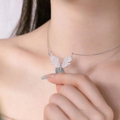 Aetolia Wholesale New Design S925 Cz Zircon Angel Wings Pendant Necklace 18K Gold Plated Chain Necklaces For Ladies Women