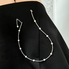Aetolia Minimalism 925 Broken Silver Beads Charm Necklace Clavicle Chain Shell Pearl Necklaces For Women Bracelet Jewelry Set