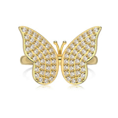 Aetolia S925 Sterling Silver Sparkling Diamond Butterfly Ring For Women 18K Gold Plated Cz Rings Wedding Party Gifts Fine Jewelry