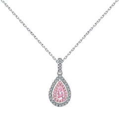 Aetolia High End S925 Sterling Silver drop Earring Pink Pear Cut Cubic Zirconia Cz Diamond Necklace And Earring Teardrop Jewelry Set
