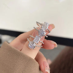 Aetolia Trend Ice Cut Created Princess 8A Cubic Zirconia 925 Sterling Silver Ring Diamond Wedding Engagement Rings Jewelry Women